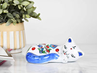 ceramic sleeping cat blue