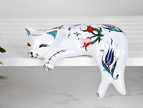 ceramic lazy cat large flower 