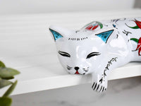ceramic lazy cat large flower 