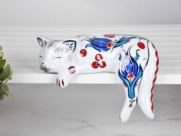 ceramic lazy cat large blue tulip