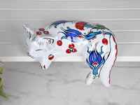 ceramic lazy cat large blue tulip