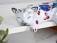 ceramic lazy cat large blue tulip