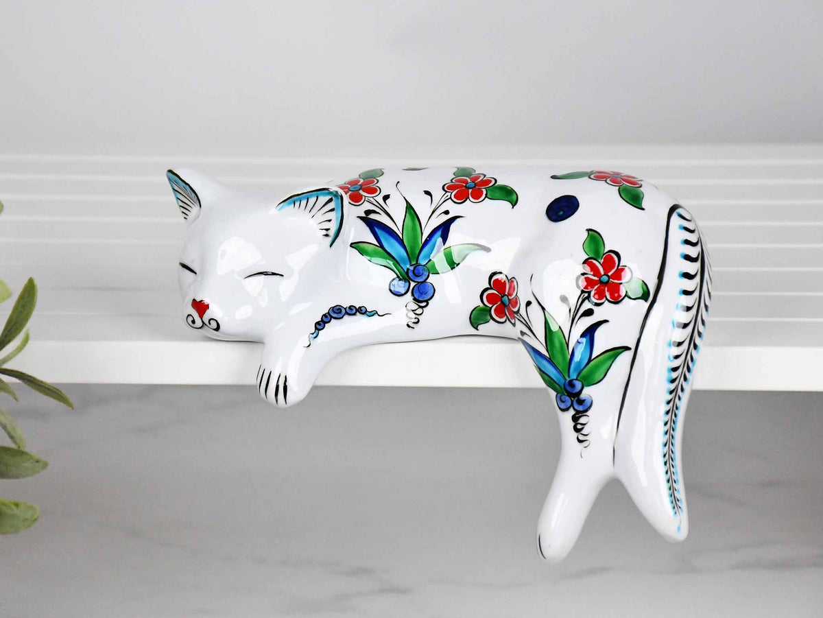ceramic lazy cat large blue tulip