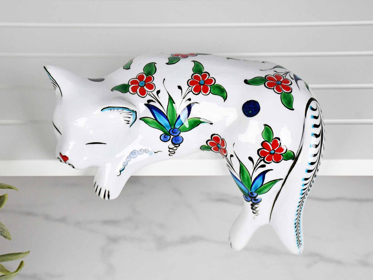 ceramic lazy cat large blue tulip