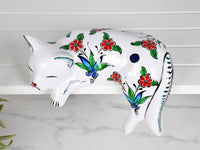 ceramic lazy cat large blue tulip