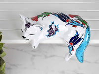 ceramic lazy cat large blue tail