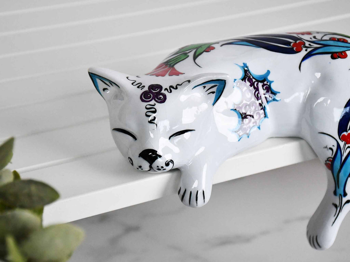 ceramic lazy cat large blue tail
