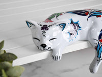 ceramic lazy cat large blue tail