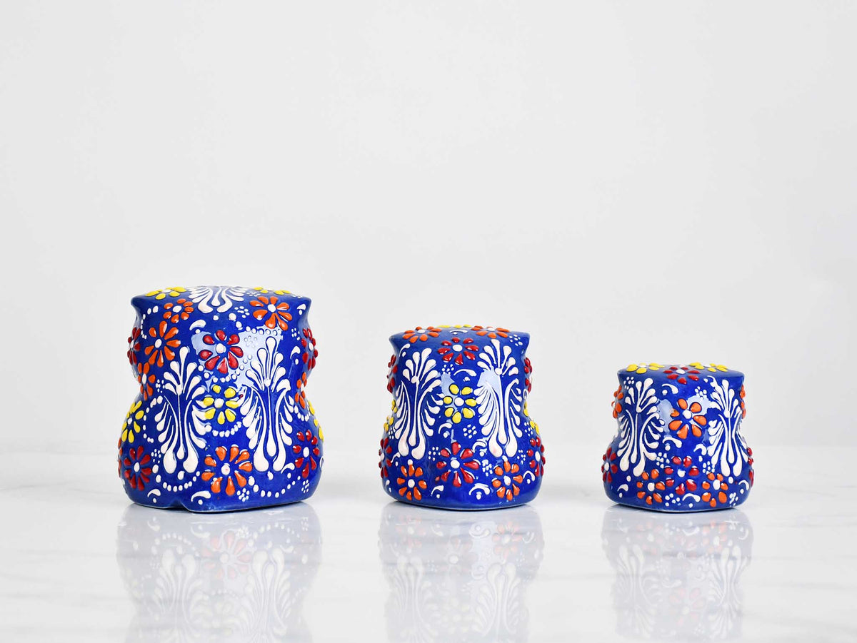 Dantel ceramic owl set blue
