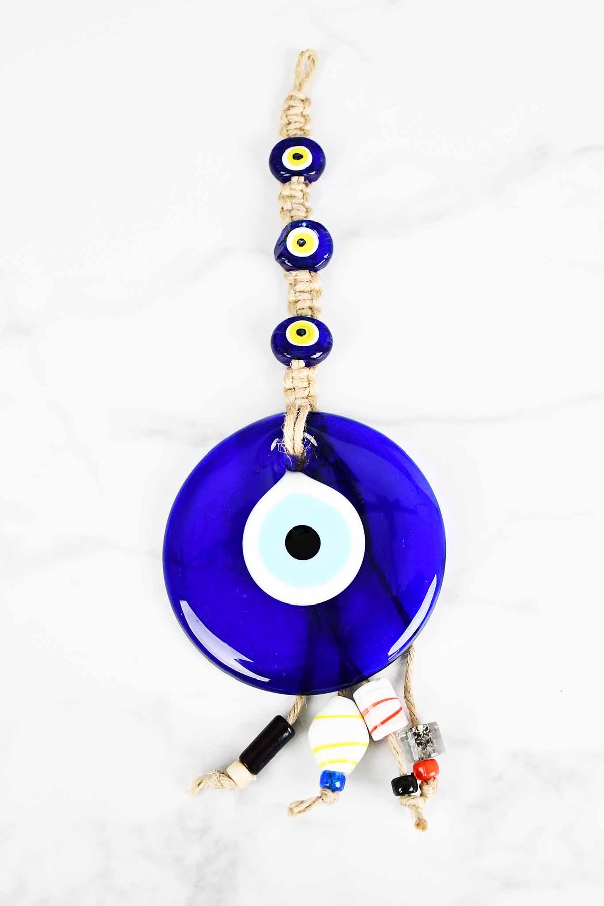 Evil Eye Ornament Beads Rope Tied Large 11 cm