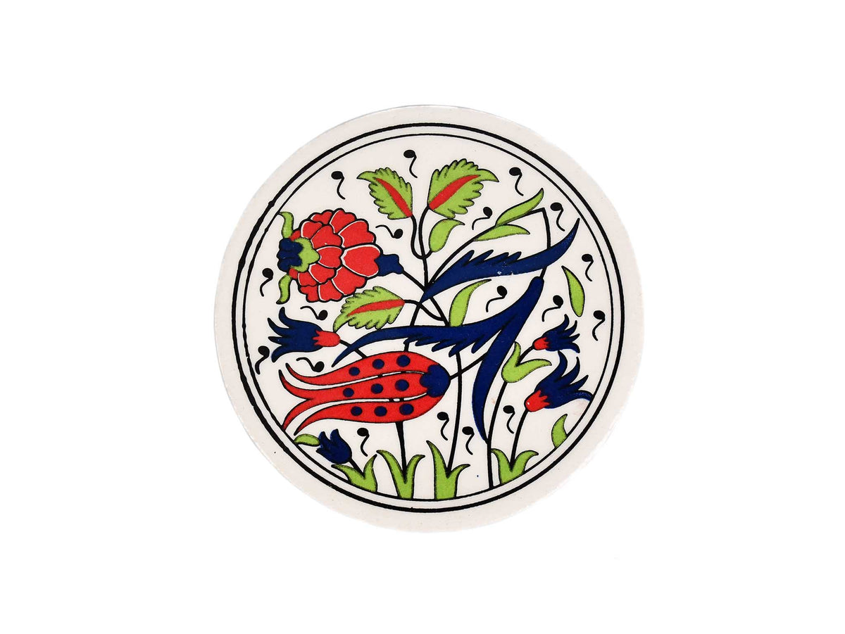 ceramic coaster iznik red flower