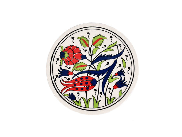 ceramic coaster iznik red flower