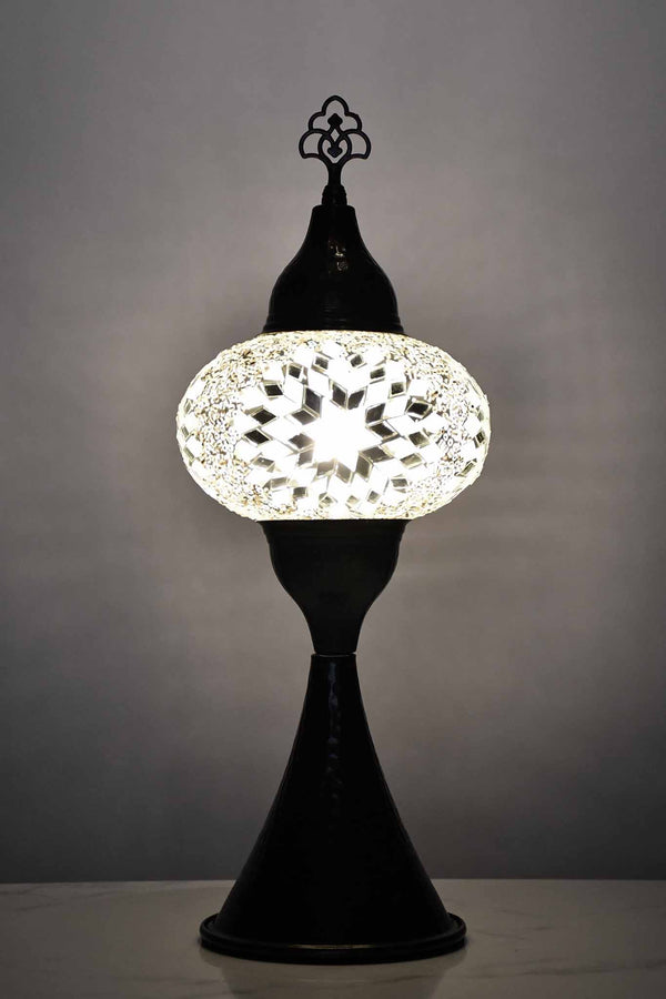 Turkish hammered table lamp star clear white