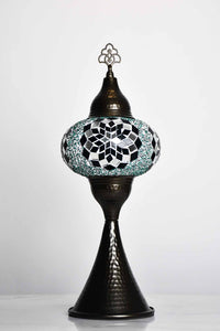 Turkish hammered table lamp star sea green