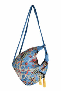 Turkish shoulder bag flower light blue