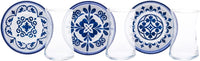 Set of 6 Zeher Blue Stoneware Glass Tea Cups