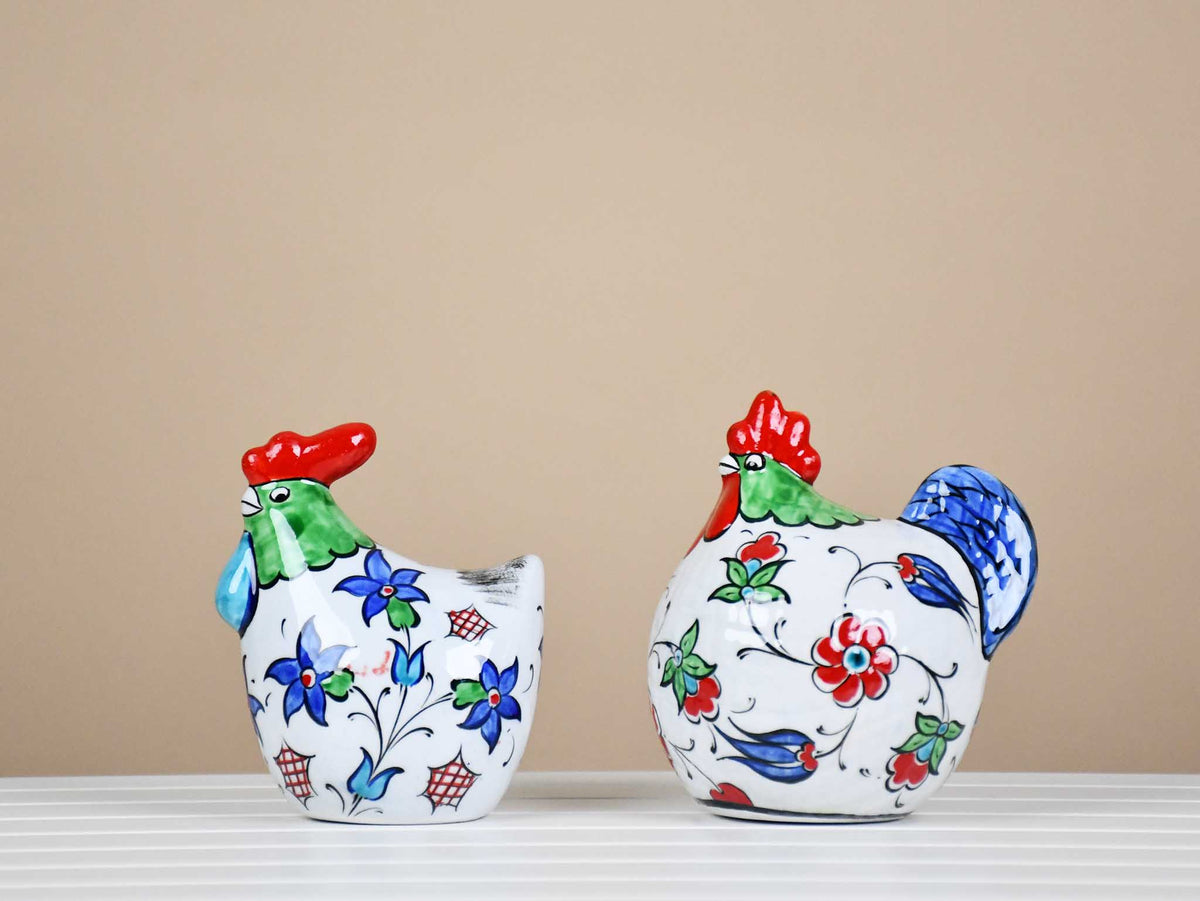 a pair of ceramic chicken Iznik 2