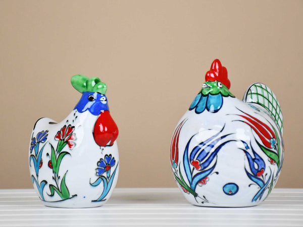 a pair of ceramic chicken Iznik 1