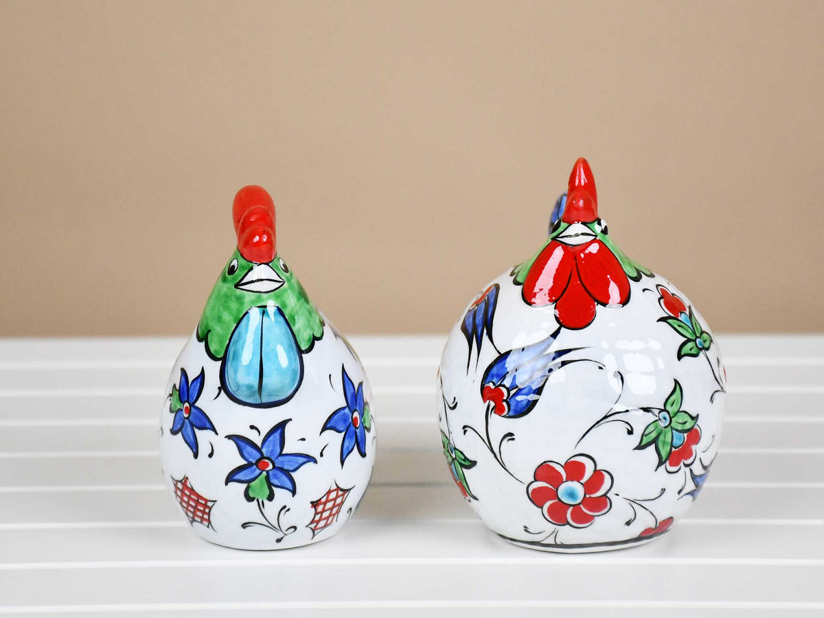 a pair of ceramic chicken Iznik 2