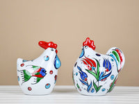 a pair of ceramic chicken Iznik 3