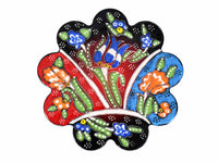 flower ceramic coaster black red