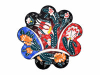 flower ceramic coaster black red