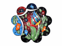 flower ceramic coaster black red