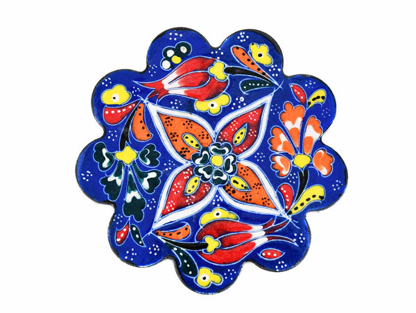 flower ceramic coaster blue