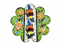 Flower ceramic handmade coaster green