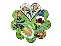 Flower ceramic handmade coaster green