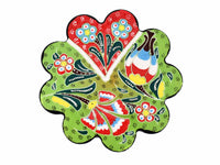 flower handmade ceramic coaster light green