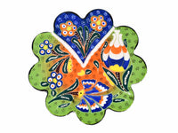 flower handmade ceramic coaster light green