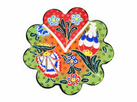 flower handmade ceramic coaster light green