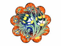 flower coaster  handmade ceramic orange