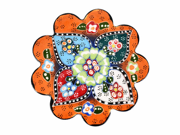 flower coaster  handmade ceramic orange