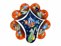 flower coaster  handmade ceramic orange