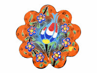 flower coaster  handmade ceramic orange