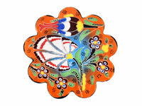 flower coaster  handmade ceramic orange