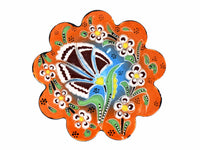 flower coaster  handmade ceramic orange