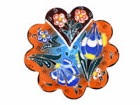 flower coaster  handmade ceramic orange