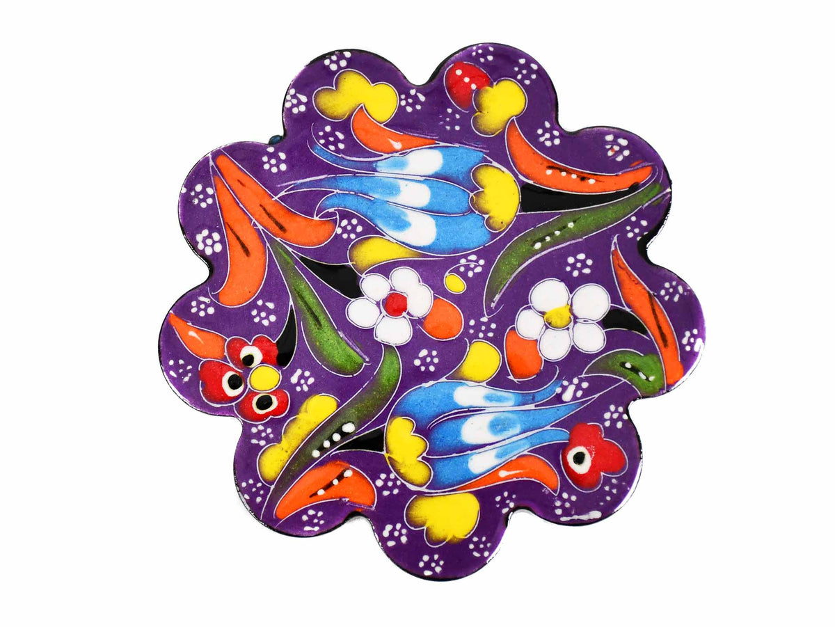 flower coaster  handmade ceramic purple