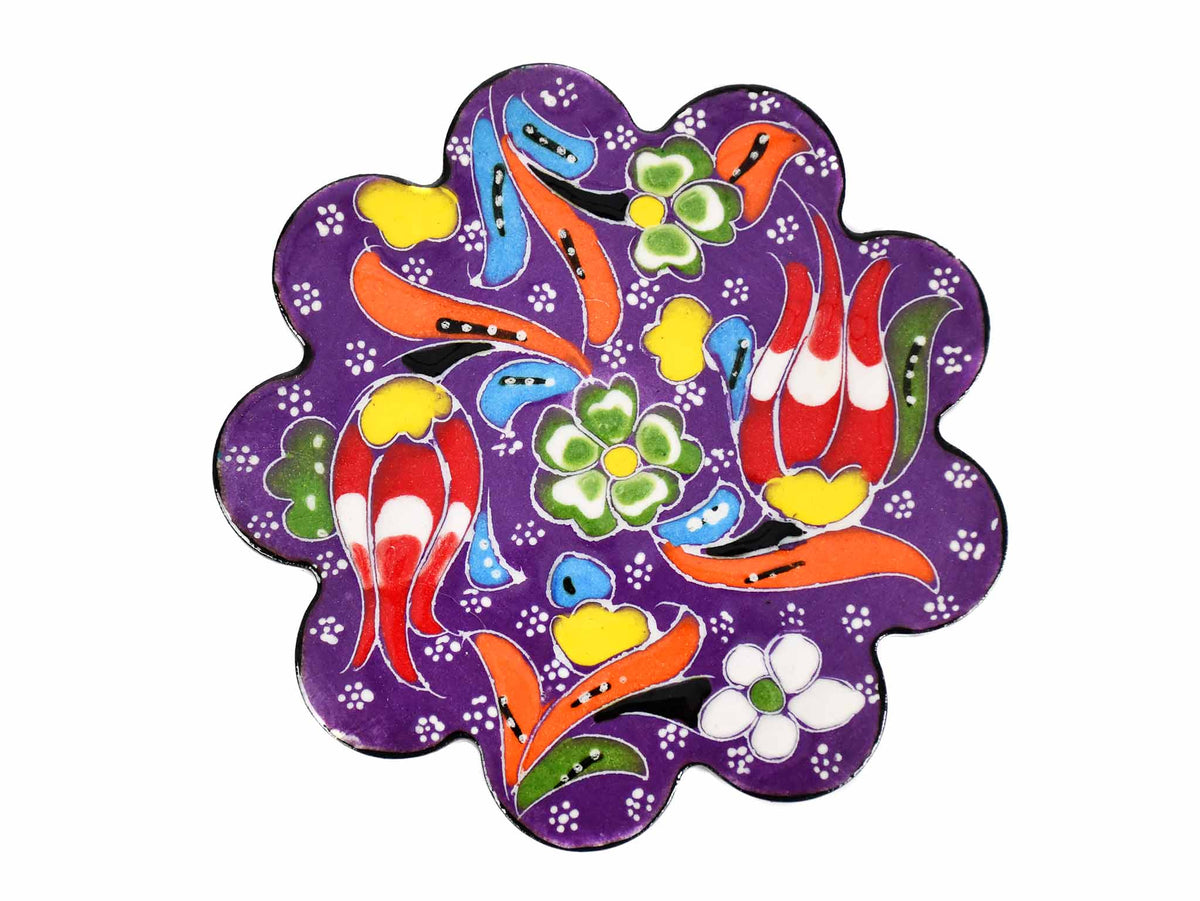flower coaster  handmade ceramic purple