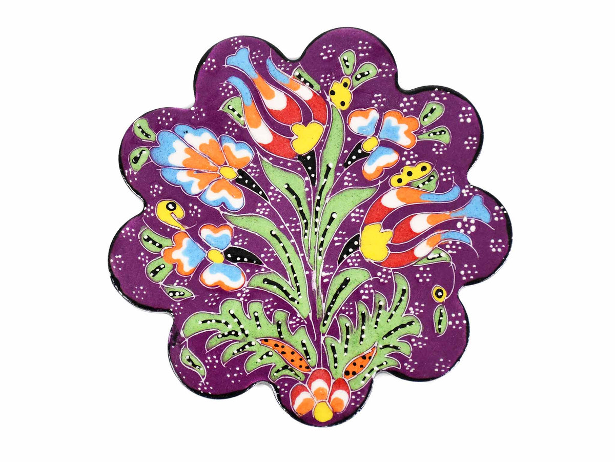 flower coaster  handmade ceramic purple