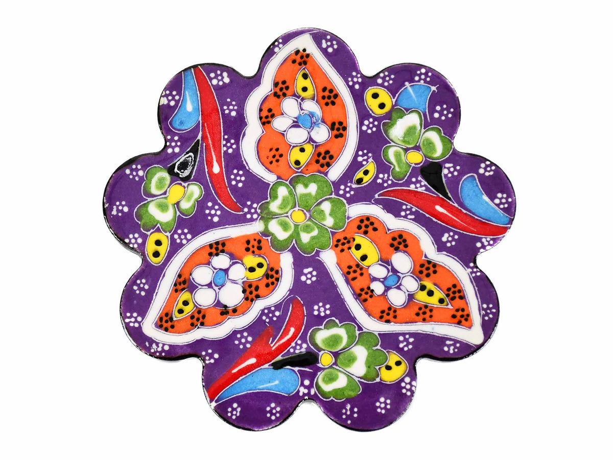 flower coaster  handmade ceramic purple
