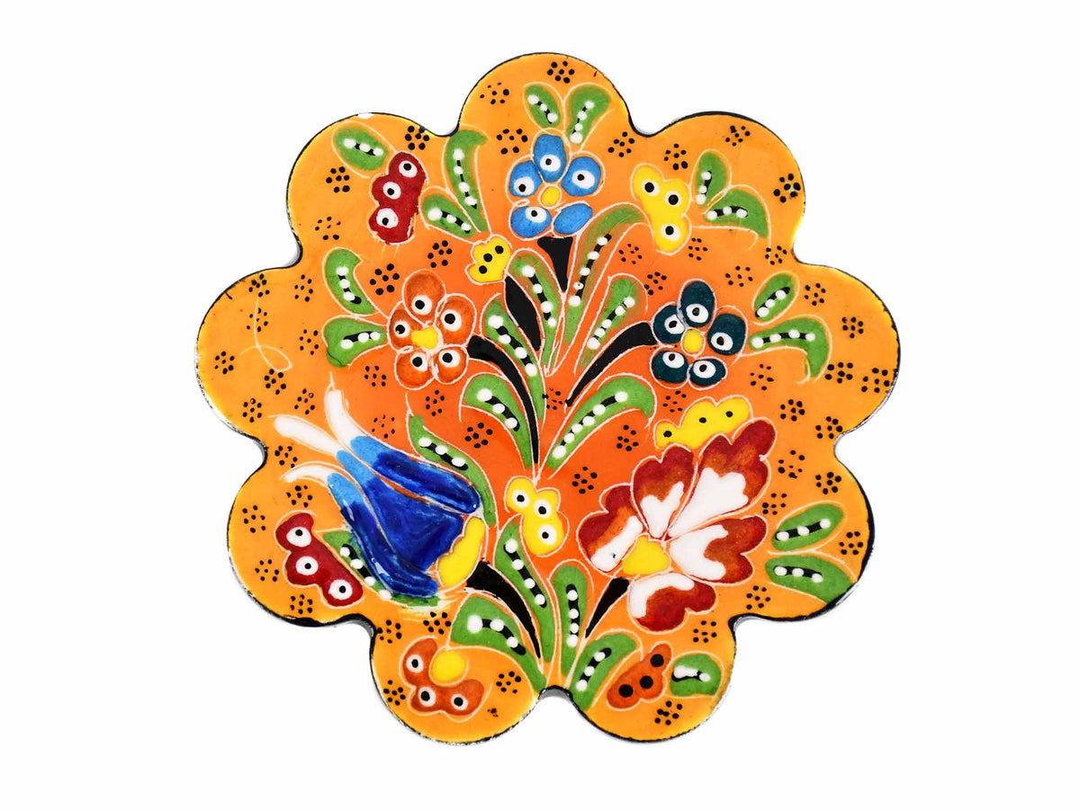 flower ceramic coaster yellow