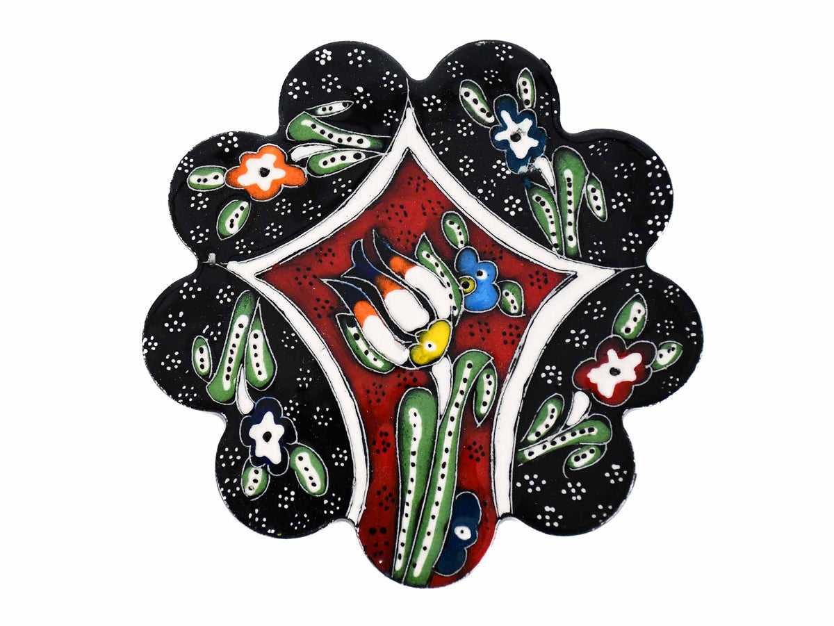 flower ceramic coaster black