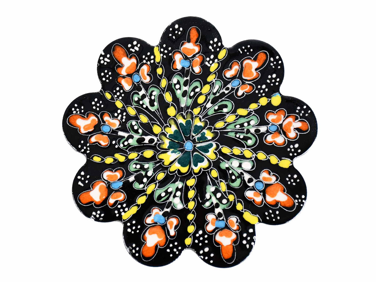 flower ceramic coaster black