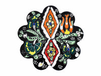 flower ceramic coaster black
