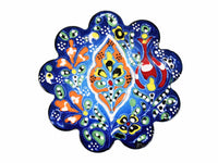 Flower ceramic handmade coaster blue