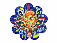 Flower ceramic handmade coaster blue